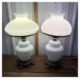 2 milk glass lamps (Not quite matching)