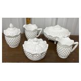 Fenton white milk glass hobnail covered candy