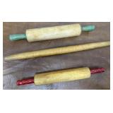 3 Early Rolling Pins incl Birdseye maple