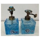 2 vintage I.W. Rice & Co. (Irice) hand-cut blue