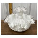 Fenton Silver Crest Spanish Lace ruffled milk