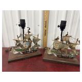Pair Gilbert nautical ship lamps