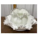 2 Fenton Silver Crest vase and candy dish