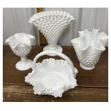 Fenton Milk glass vases and candy dishes