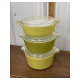 Pyrex trio covered casserole dishes