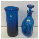 2pcs Blenko - #49 pinched glass decanter /stopper,