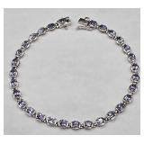 Sterling Silver Created purple Tanzanite Tennis