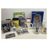 Disney 25th anniversary clock, glasses, cassettes