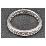 Sterling Silver CZ Band Ring - Signed with maker