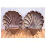 MCM Shell Shaped Wall Shelves (painted?)