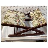 Needle point footstool, adjustable