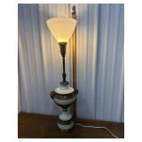 Tall lamp w/ brass ram heads