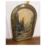 W.A. Carson creek, mountain scene, bowed glass