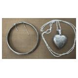 .925 Silver Necklace, Pendant And Bracelet