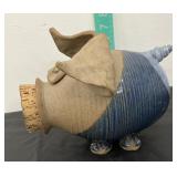 Large Pottery piggy bank with cork nose