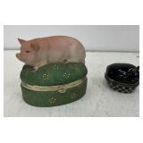 2 Pig Trinket Boxes (1 Dept 56)