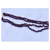 Garnet (?) Chip Bead Double Strand Necklace