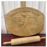 Turkey carving board and rolling pin