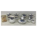 Royal Albert cups, sugar, creamer, s&p,