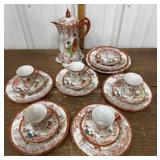 Japanese chocolate pitcher plates, and cups and