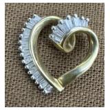 14k Gold Heart Diamond Pendant
