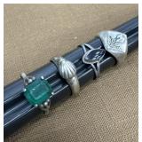 4 silver rings signed .925 or Sterling