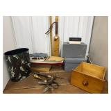 End of consignment- model boat, waste basket,