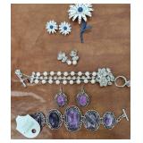 Costume jewelry 3 sets earrings bracelets brooche