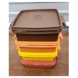 4 Tupperware square away containers autumn colors