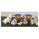 Pigs - figurines and 2 mugs