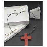 Lee Sands Sterling Silver natural Carnelian Cross