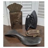 Prims - Bodine sad iron, brass match safe, cast