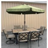 7 Piece Patio Set- Tile Top Table -6 Chairs &