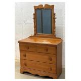 3 Drawer Rock Maple Dresser w/mirror 40/19/35
