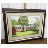 Randall Grimm watercolor of a house, framed