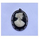 Antique Cameo (shell? onyx?) Pendant set in