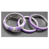 3 Hidalgo 925 sterling silver purple rings (1
