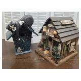 2 wooden bird houses - Cat & garden shed