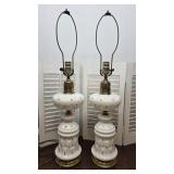 Pair Fenton?? Milk glass table lamps - inverted