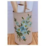 Vintage Jerywil Hand Painted Metal Trash Can &
