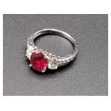 925 sterling silver Ruby color ring