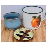 Enamel Cups/Plate Including MacKenzie Childs