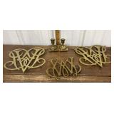 1950 Williamsburg Brass trivets, candle sticks