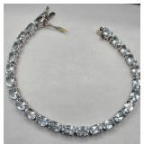 925 Sterling silver aquamarine tennis bracelet