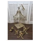 Retro brass butterflies and decorative bird cage