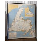 Huge framed map- Newfoundland