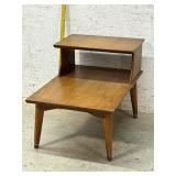 Mid- Century Stepdown End Table w/ brass buttons