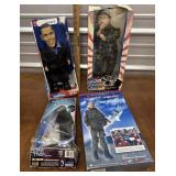 4 action figures - Star Trek, dancing Barack