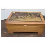 Dovetailed cedar box w/hunt scene