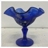 Fenton Cobalt Blue Glass Compote Dish